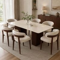 Juego De Comedor TU MESITA Livia Nórdica Con Piedra Sinterizada Y 6 Sillas Nórdicas