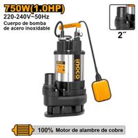 BOMBA DE AGUA SUMERGIBLE ACERO INOXIDABLE INGCO 750W 1HP SPDS7508-5
