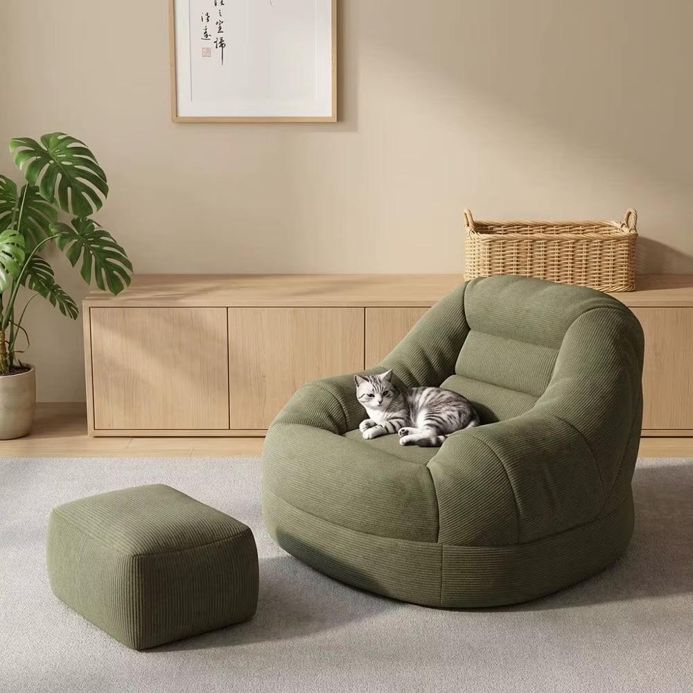 Sillón Sofá Ergonómico de Tela Premium Relleno de Poliestireno Lavable Color Verde.