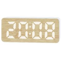 Reloj Digital LED de Mesa Efecto Madera con Alarma