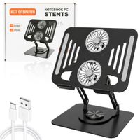 Soporte Negro Para Laptop De Aluminio Con Base Giratoria 360