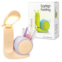Lámpara Plegable LED Con Portalápices Diseño Caracol Recargable USB Crema