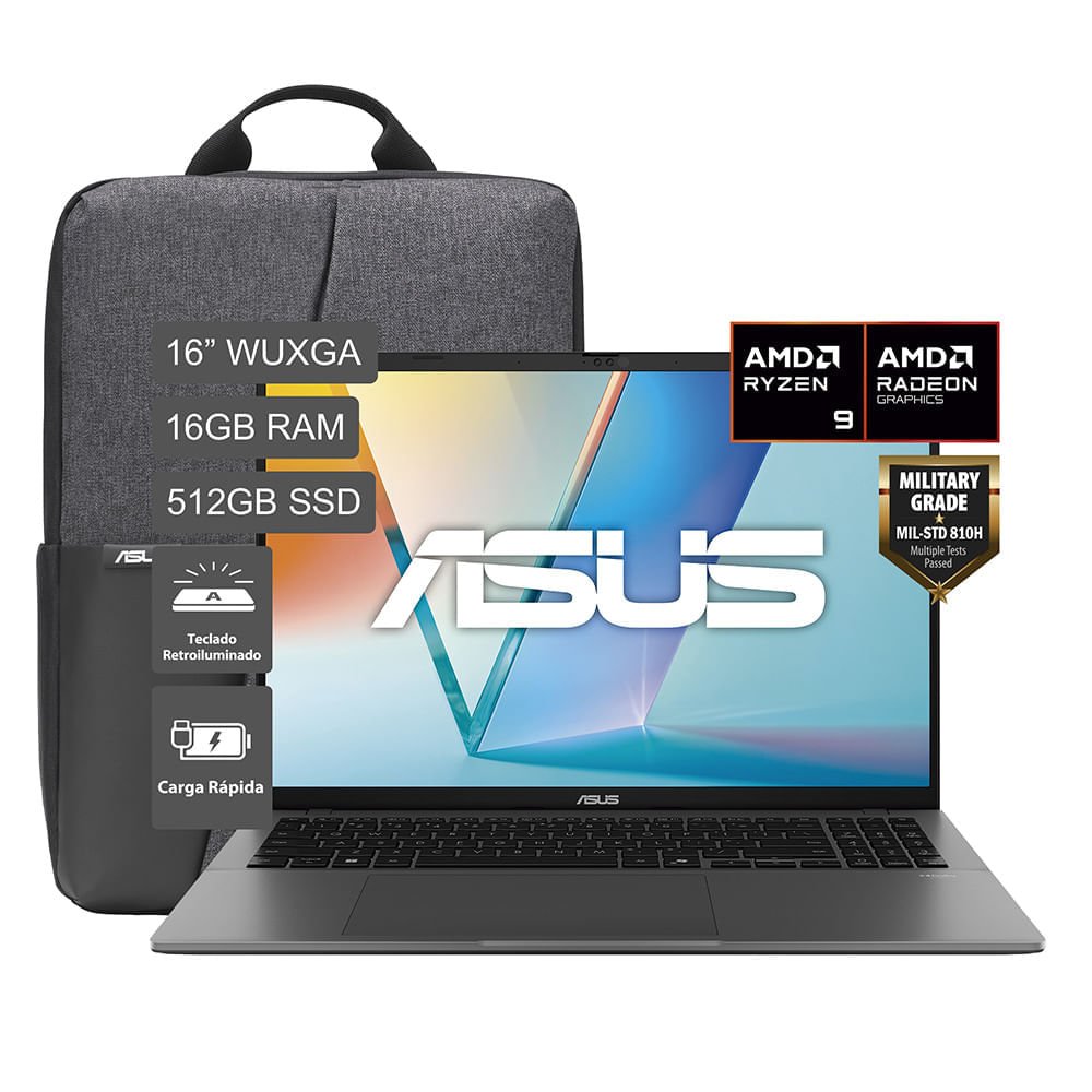 Laptop ASUS Vivobook S16 16"" AMD Ryzen 9 (serie 200) 16GB 512GB (con mochila) M3607HA-RP275W