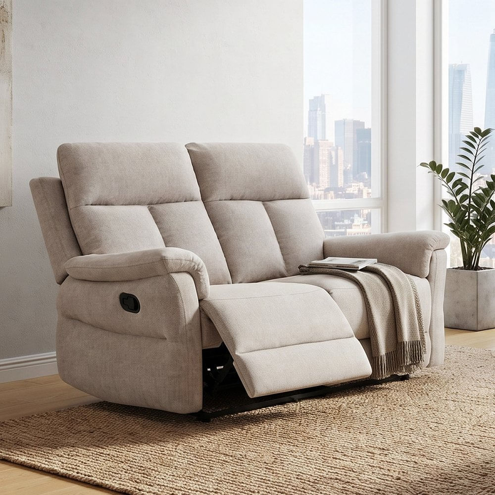 Sofá Reclinable 2 Cuerpos Mathias Beige
