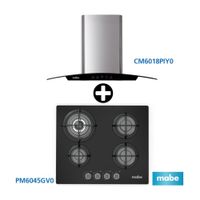 COMBO Mabe: Cocina Empotrable Negra 60 PM6045GV0 + Campana Decorativa 60cm Inoxidable