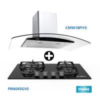 COMBO Mabe: Cocina Empotrable Negra 60 PM6045GV0 + Campana Decorativa CM9018PIY0 Inoxidable Plata 90cm