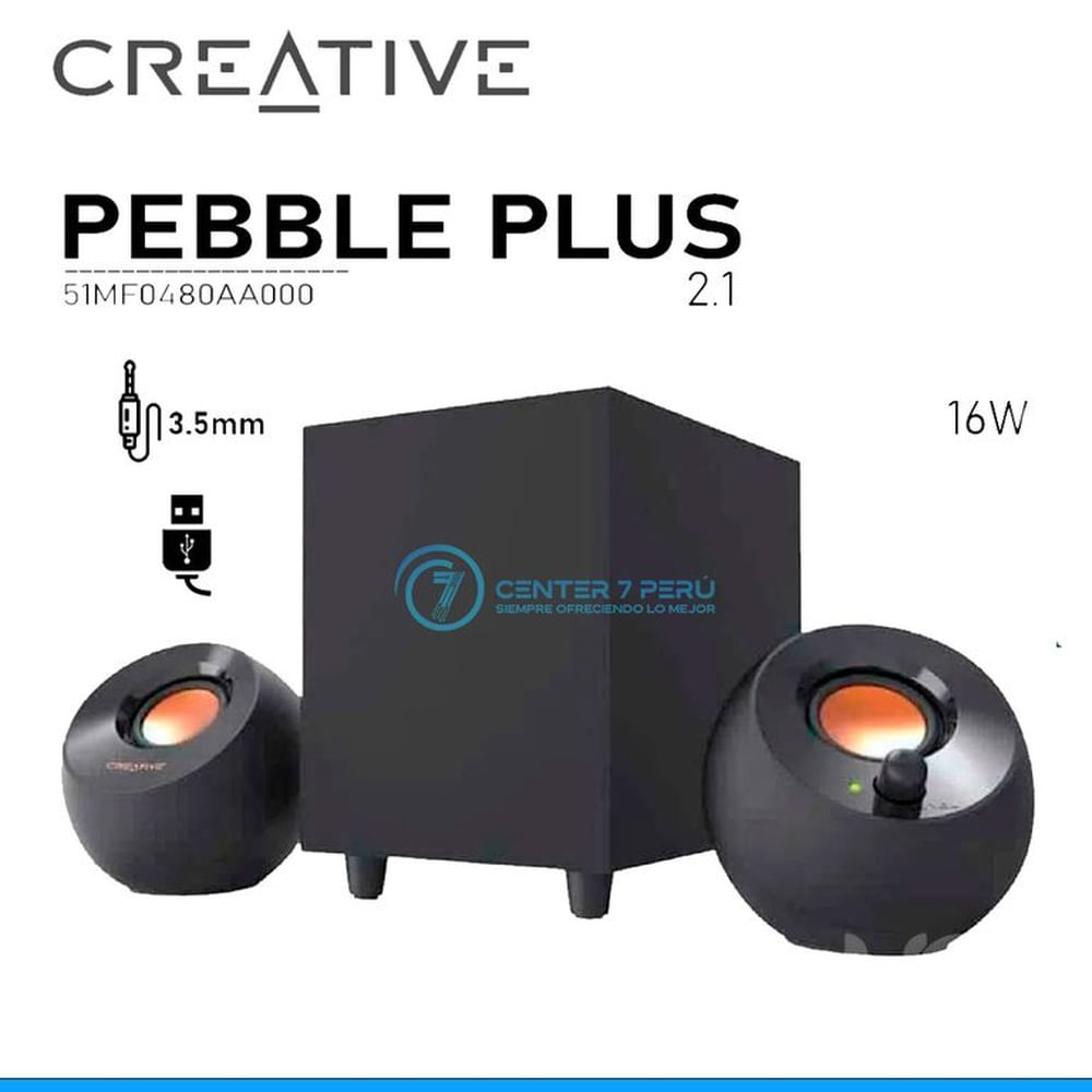 PARLANTE CREATIVE PEBBLE PLUS 2.1 USB BLACK