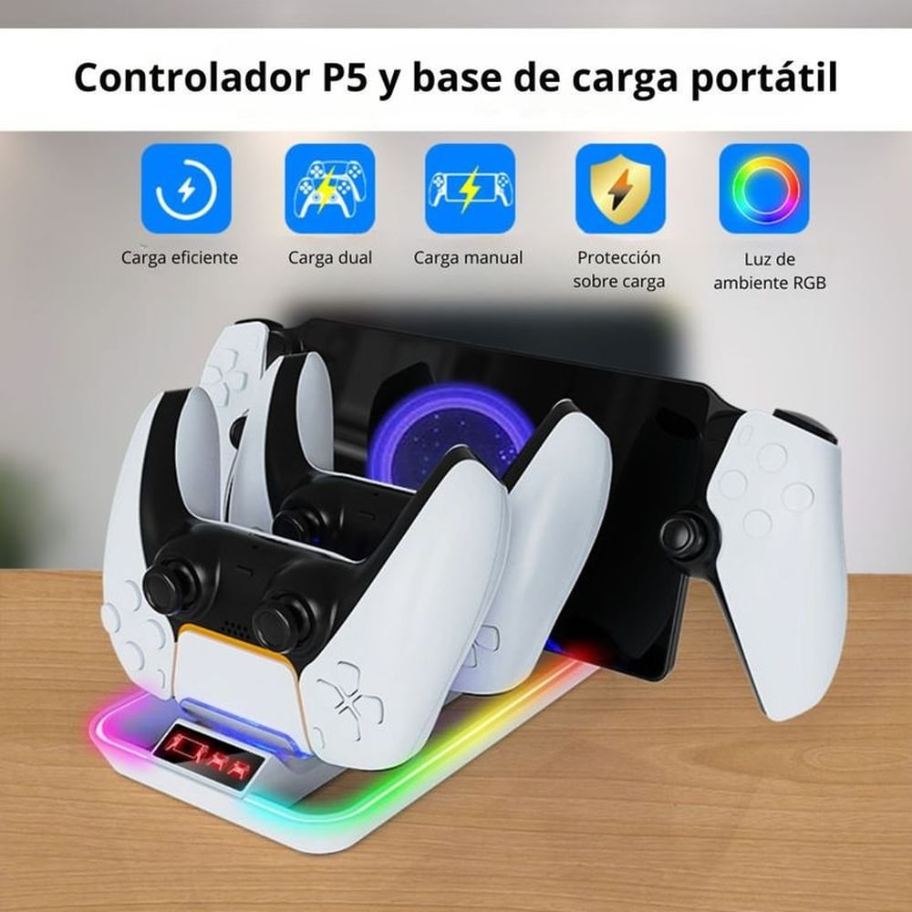 Estación de Carga RGB para Mandos PS5 y Portal PS YZC-504