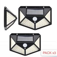 3Reflectores Solar 100LEDs Lampara de Pared Recargable Exteriores