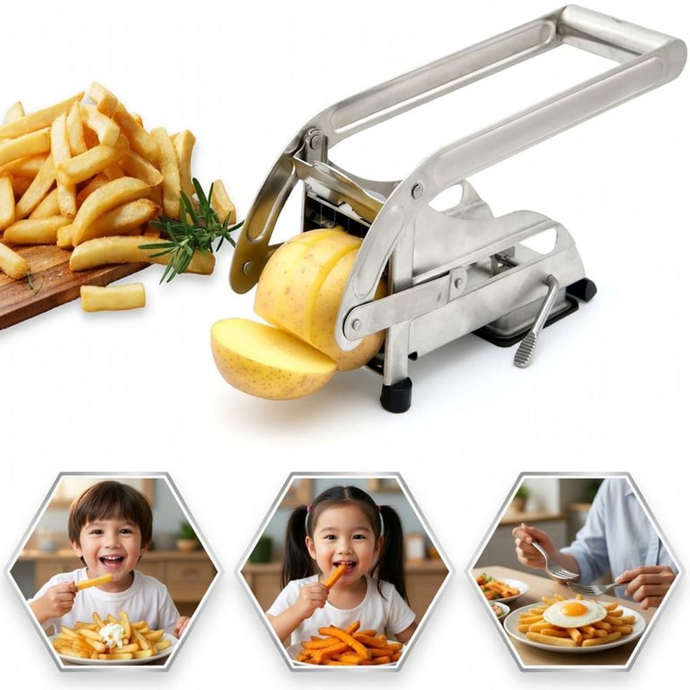 Cortador de Papas Fritas con Palanca Reforzada - Picadora de Vegetales Acero Inoxidable