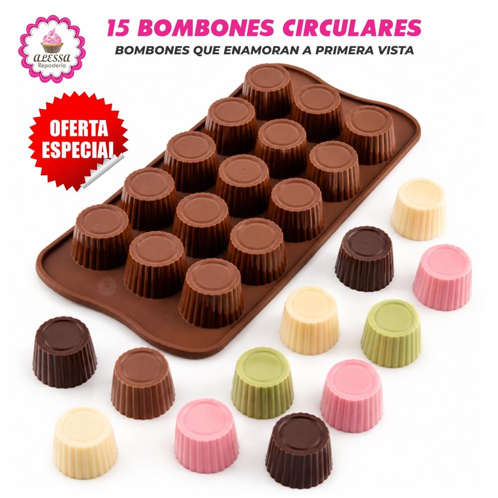 Molde de Silicona de 15 Bombones Circulares para Repostería