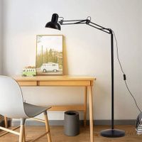 Lámpara de Pie Articulada 170cm Negra - Foco Ajustable 330° Estilo Arquitecto para Oficina