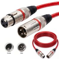 Cable de Audio Profesional Canon XLR Macho a Canon XLR Hembra 5 Mts Rojo