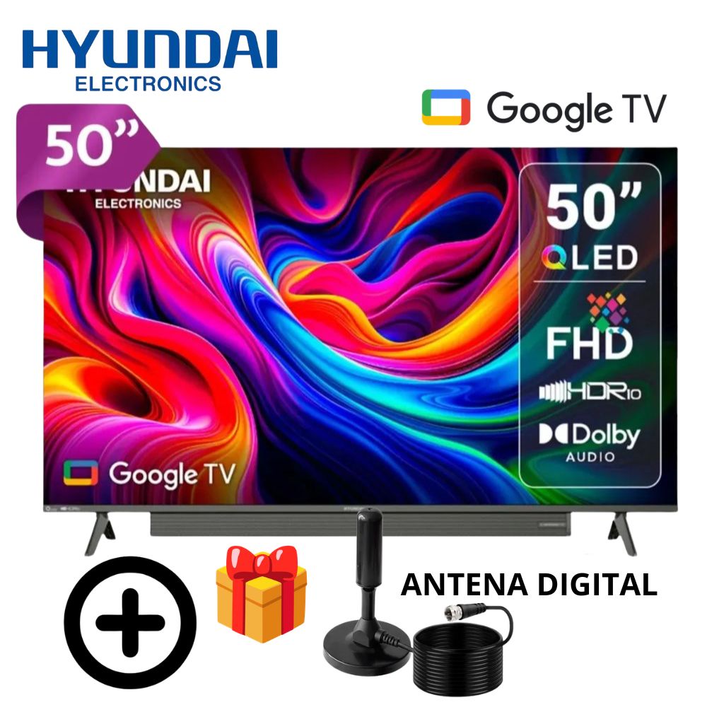 TELEVISOR 50 HYUNDAI QLED INCORPORADO SOUNDBAR MOD HYLED5029QFG MAS REGALO ANTENA DIGITAL
