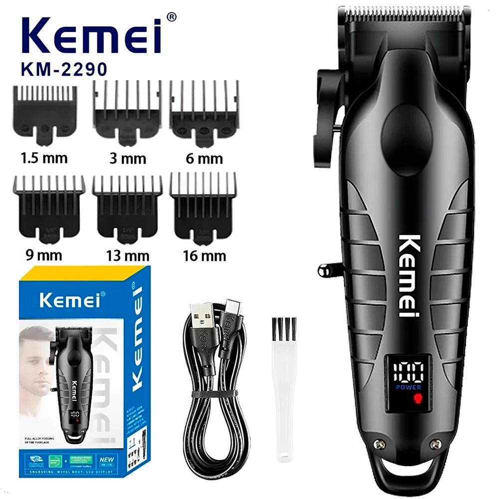 Máquina Corta Pelo Kemei KM-2290 Recargable LCD Profesional
