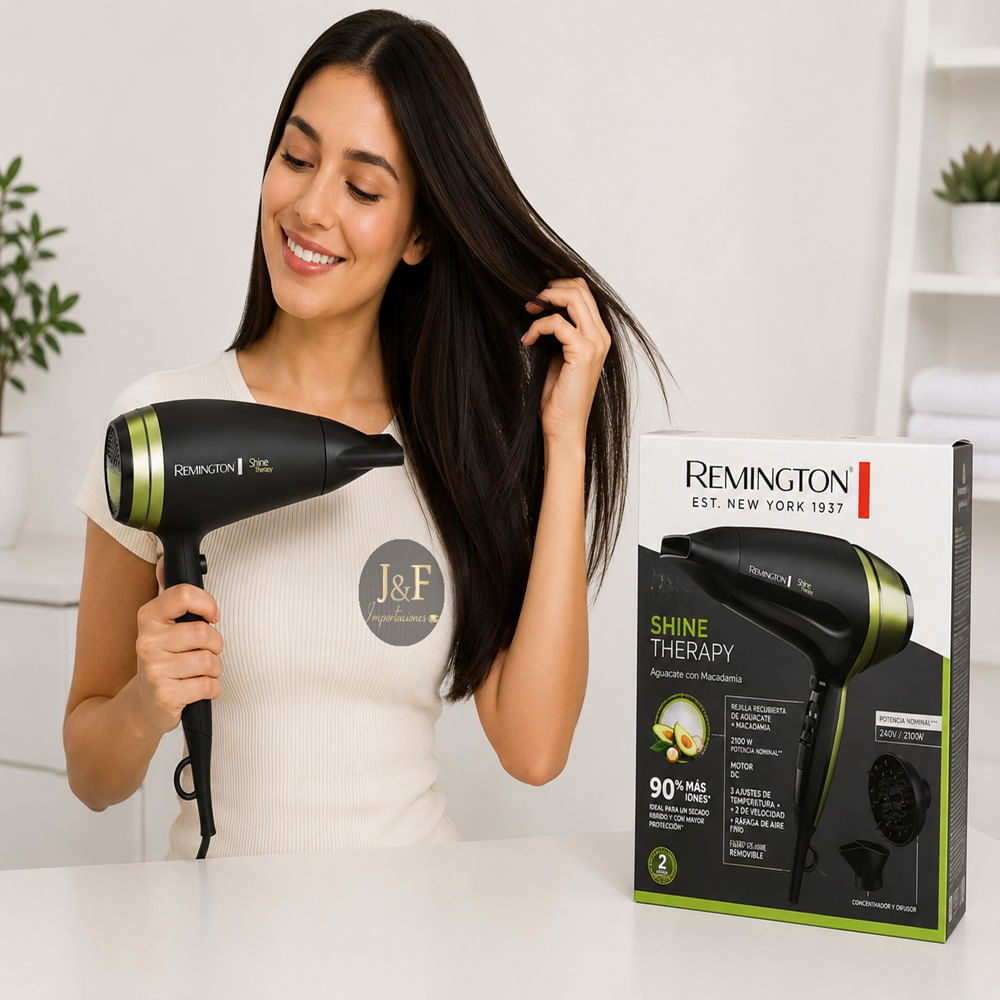 SECADORA DE CABELLO PROFESIONAL REMINGTON SHINE THERAPY D13A AGUACATE CON MACADAMIA 2100W