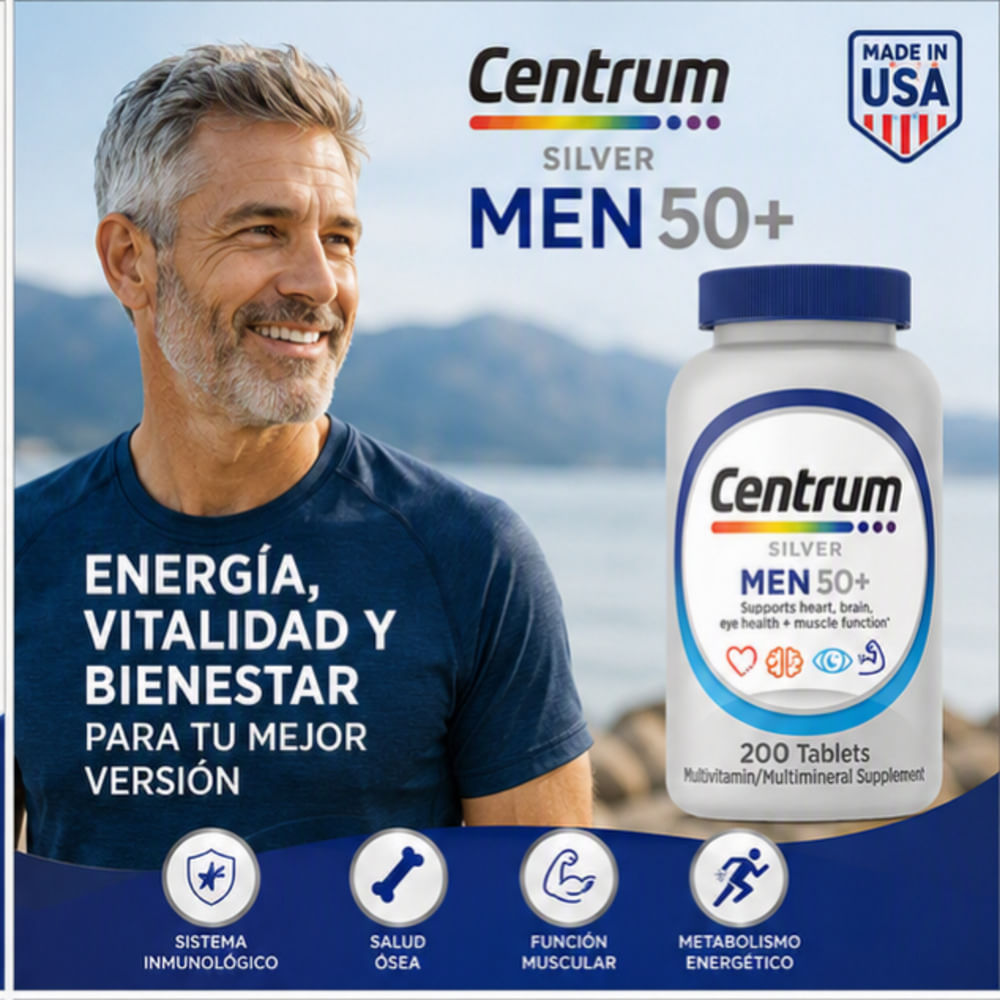 CENTRUM SILVER MEN 50 200 TABLETAS MULTIVITAMÍNICO PARA HOMBRES