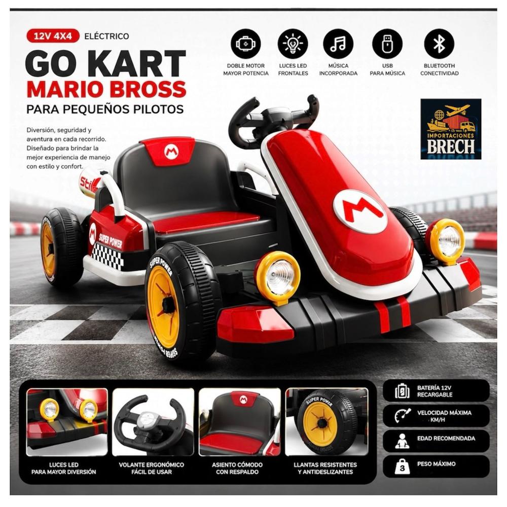 Go Kart Eléctrico para niños estilo MARIO BROSS