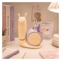 Lámpara LED Plegable Recargable USB Con Portalápices Diseño Caracol Crema