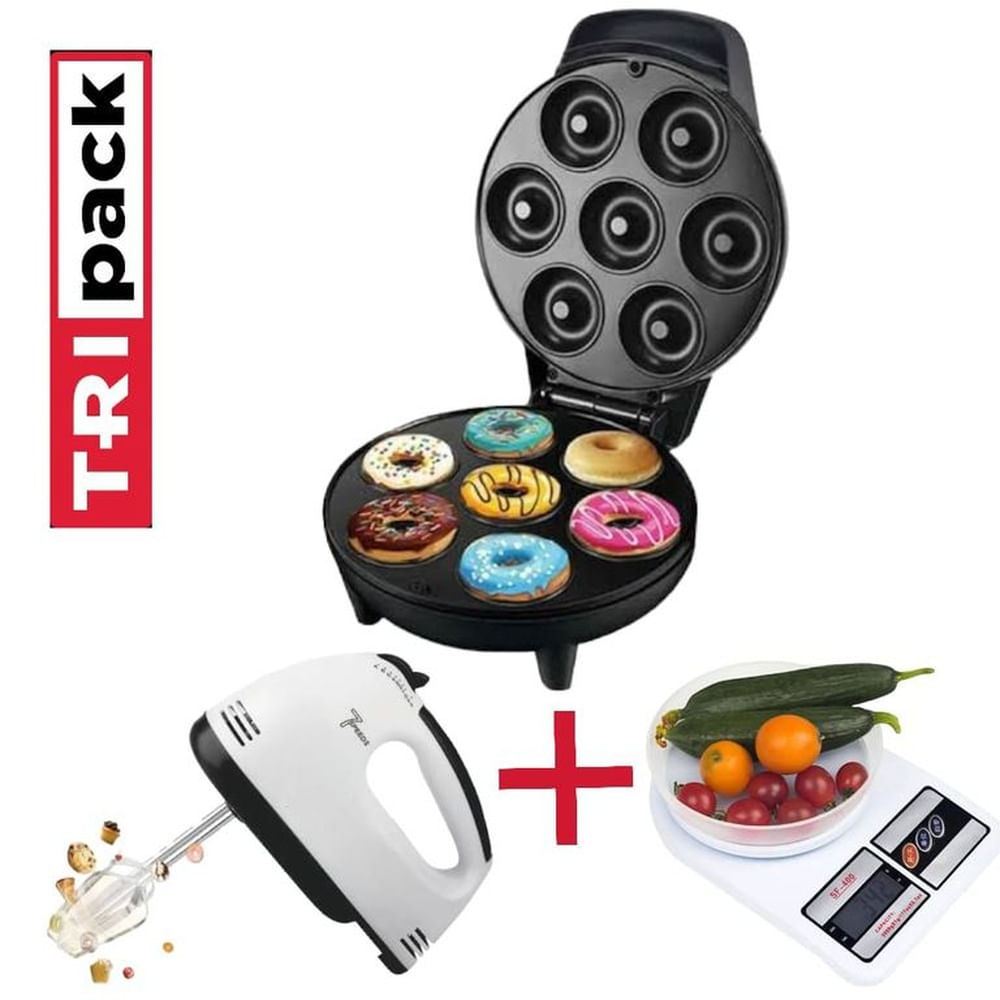 Tripack Repostero Máquina 7Donas + Batidora + Balanza Repostera