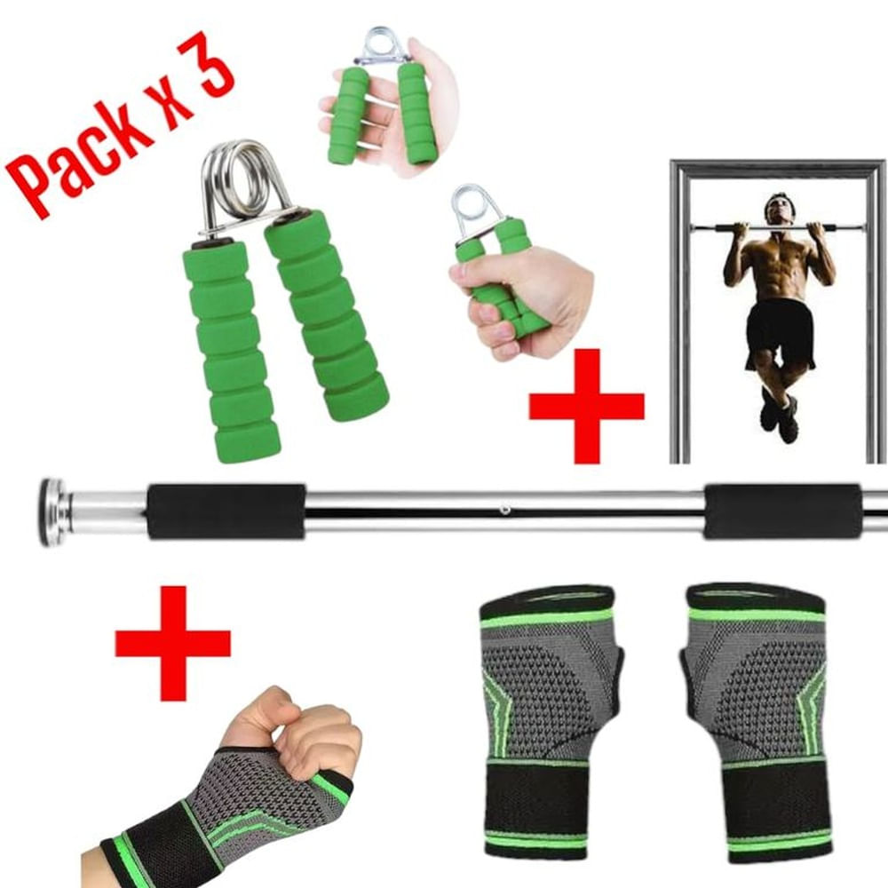 Kit Barra de Puerta + 2Muñequeras Velcro + 2 Hand Grip