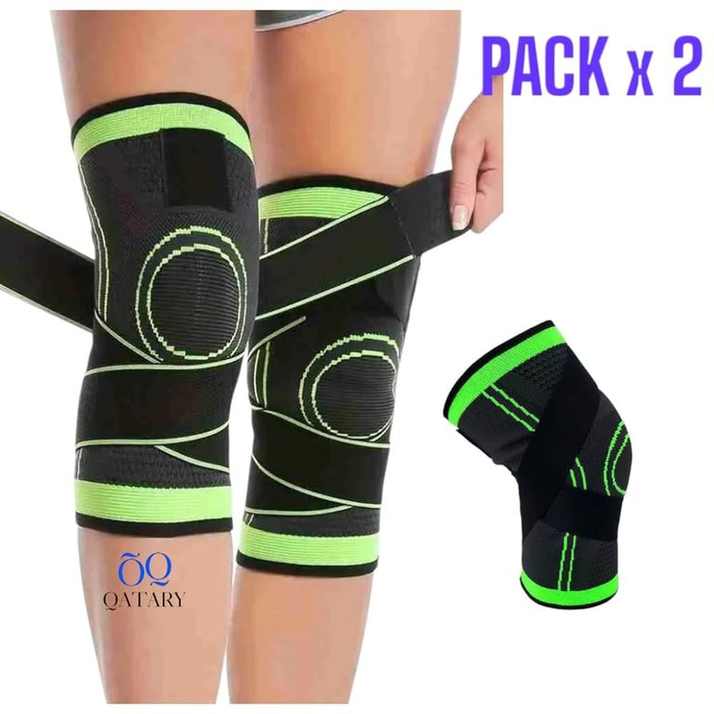 PACK 2 Rodillera Deportiva Ajustable Elastica Unisex Flexible Verde