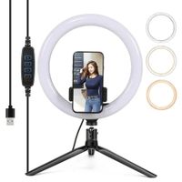 Aro de Luz LED Regulable con Trípode Soporte para Móvil para Selfies Tiktoker y Streaming en Vivo
