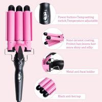 Rizador de Pelo Rizadora de 3 Tubos Tenaza Curler Multifunción para Rizar y Ondas un Efecto Ondulado