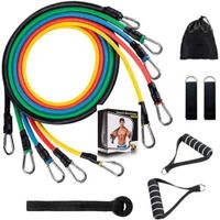 Set 11 Bandas de Resistencia Elásticas Gym en Casa - Kit Entrenamiento Muscular Completo
