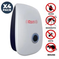 Pack x4 Repelente Ultrasónico De Roedores Plagas E Insectos Eléctrico