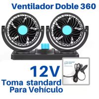Ventilador Doble de 12V para Auto: Cabezal Giratorio 360°, 2 Velocidades y Conexión a Clgarrera