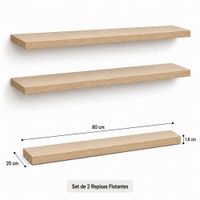 Juego de 2 Repisas Flotantes Rectas Color Madera 80x20 cm de Melamina
