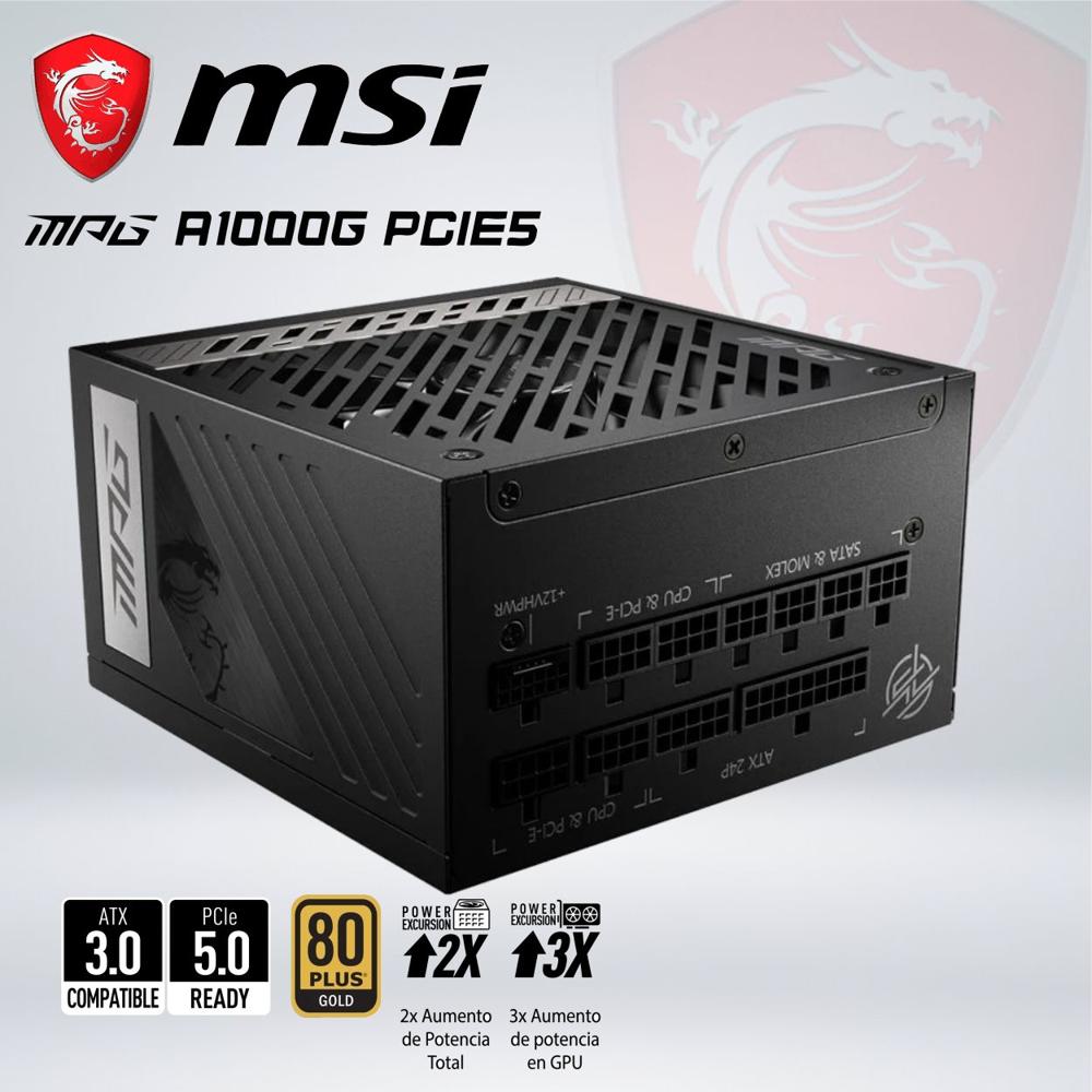 FUENTE DE ALIMENTACIÓN MSI MAG A1000G PCIE5 1000W 80 PLUS GOLD
