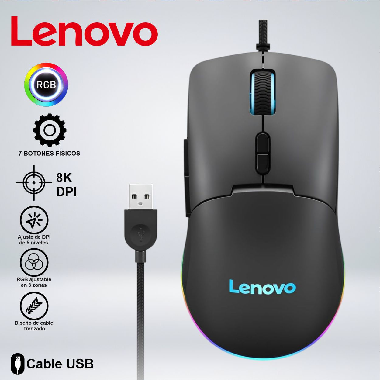 MOUSE LENOVO M210 WIRELESS RGB GAMING 8K DPI GY51M74265