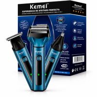 Afeitadora Eléctrica Kemei KM-1433 3 En 1 Recargable USB Para Barba Nariz Patillas