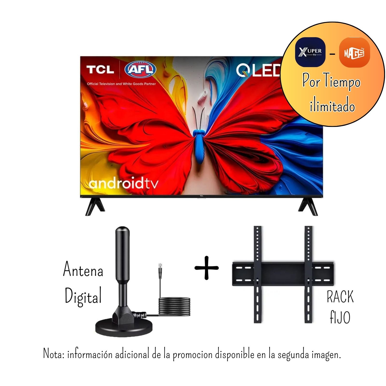 TELEVISOR TCL  40 PULGADAS QLED FHD GOOGLE TV 40S5K - ANTENA DIGITAL- RACK - NUEVO