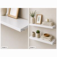 Juego de 2 Repisas Flotantes Rectas Blancas 60x20 cm de Melamine Pelikano