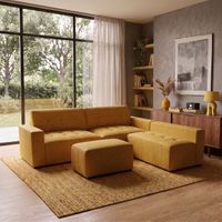 Seccional derecho y puff Vetra Ambienta Home color amarillo