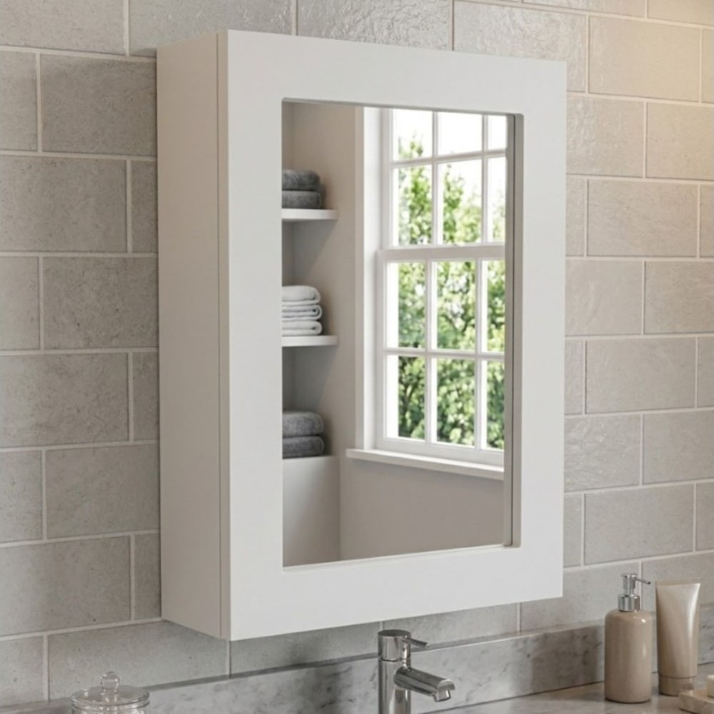 Mueble Organizador De Baño Espejo Melamina Rh Blanco