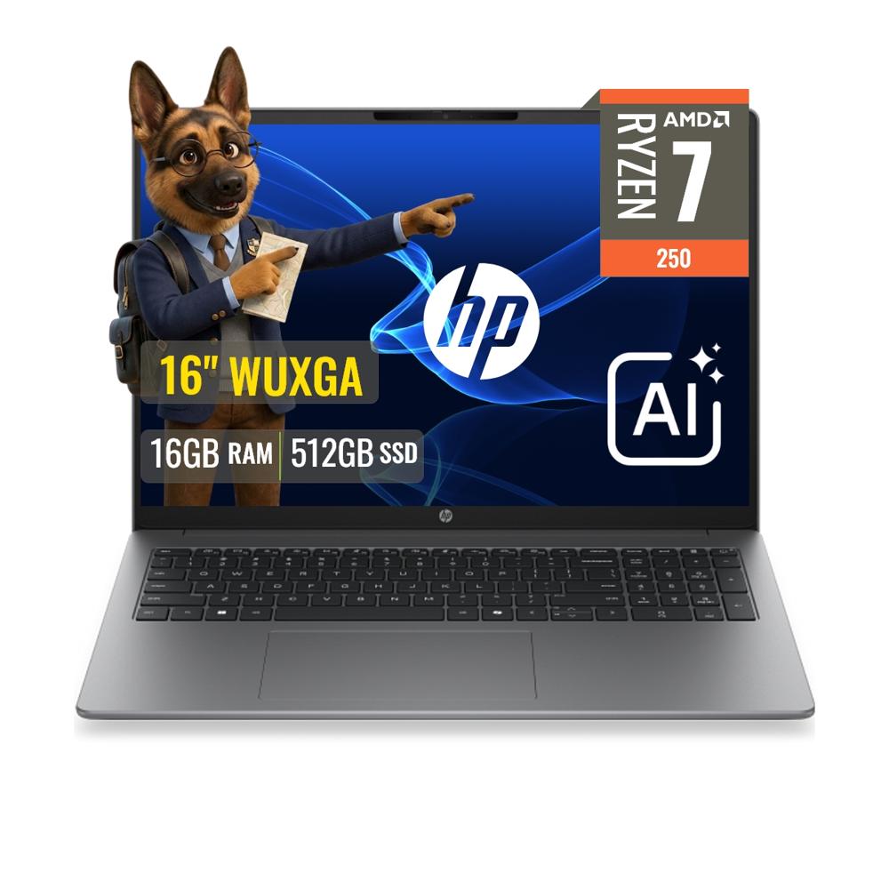 Laptop HP 200 G2a Ryzen 7 250 16GB DDR5 512GB SSD Con IA 16 WUXGA FreeDOS D61MFLT
