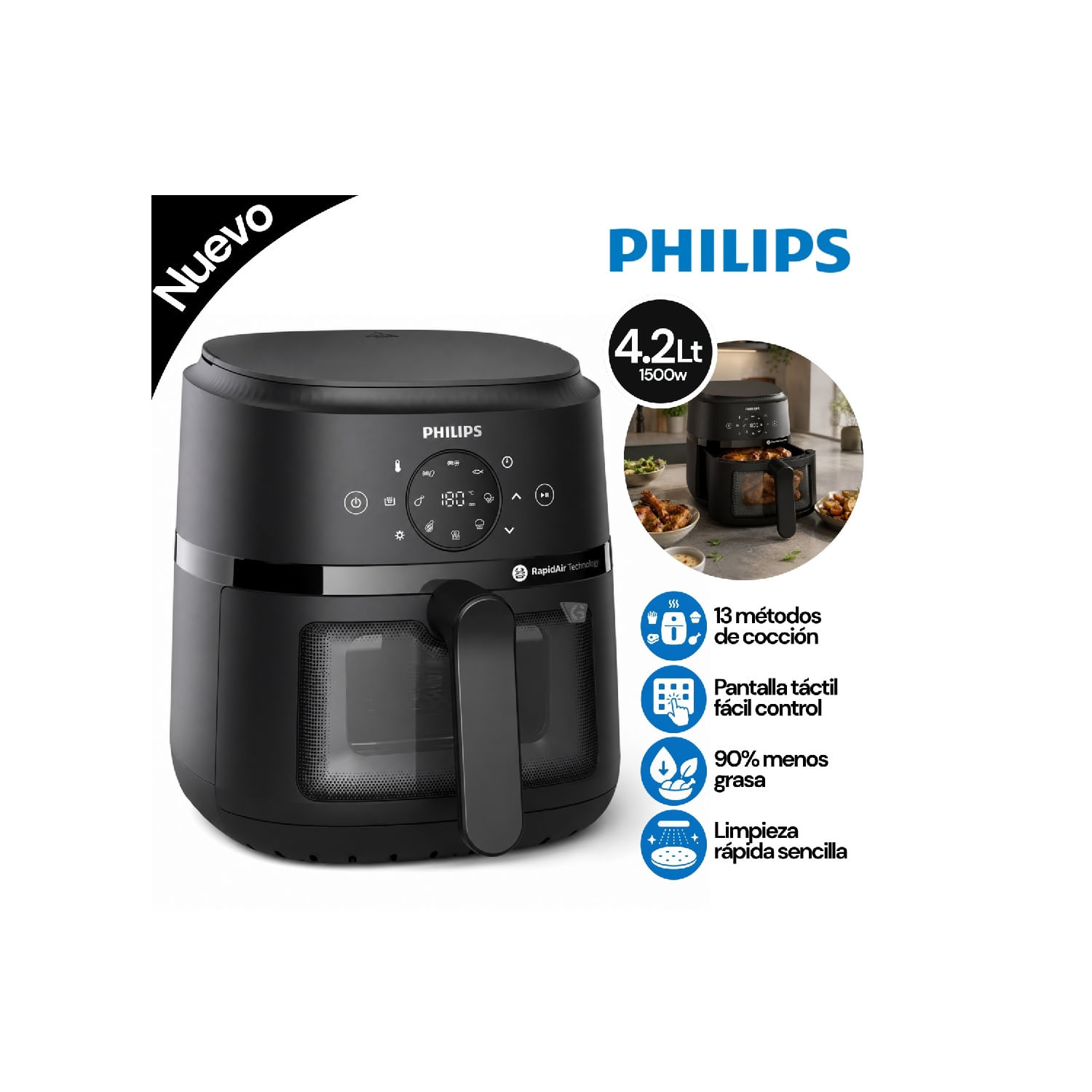 Freidora de Aire Digital Philips NA220-00 4.2 Litros