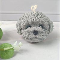 Vela Aromática Gris Cabecita Perrito Bichón de Cera de Soja