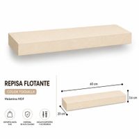 Repisa Flotante Recta Color Toquilla 60x20x 3.6 cm de Melamina Pelikano para Sala Dormitorio Oficina