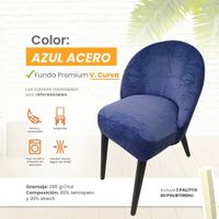 Funda vintage curva de terciopelo 4 unidades - Azul Acero