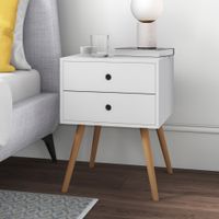 Mesa de Noche Velador Vintage Kimora 2 Cajones Ventitaspe Color Blanco