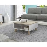 Mesa de Centro Vintage Gina 60cm Ventitas Home Niebla y Blanco