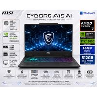 Laptop MSI Ryzen 7 260 16GB DDR5 512GB SSD RTX 5050 8GB 15.6 FHD 144Hz Cyborg A15 AI