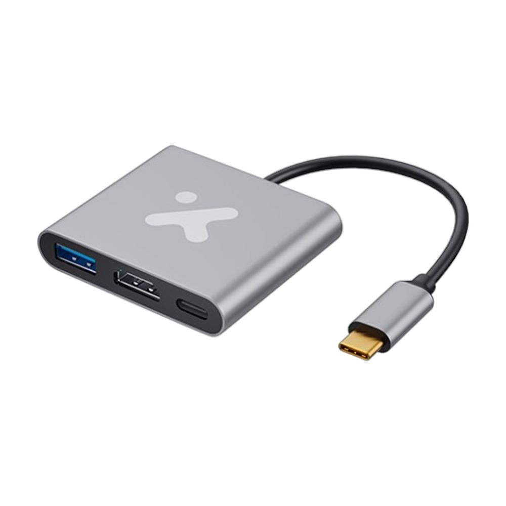 Xtech Adaptador Multipuerto USB-C 3 en 1 HDMI 4K USB 3.0 PD 60W para Laptop y PC XTC-566