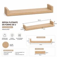 Repisa Flotante en U Color Panela 60x15 X 3 cm de Melamina Pelikano