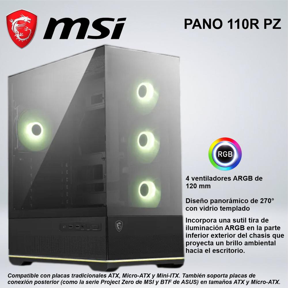 CASE MID TOWER MSI PANO 110R PZ DOBLE PANEL DE VIDRIO TEMPLADO BLACK